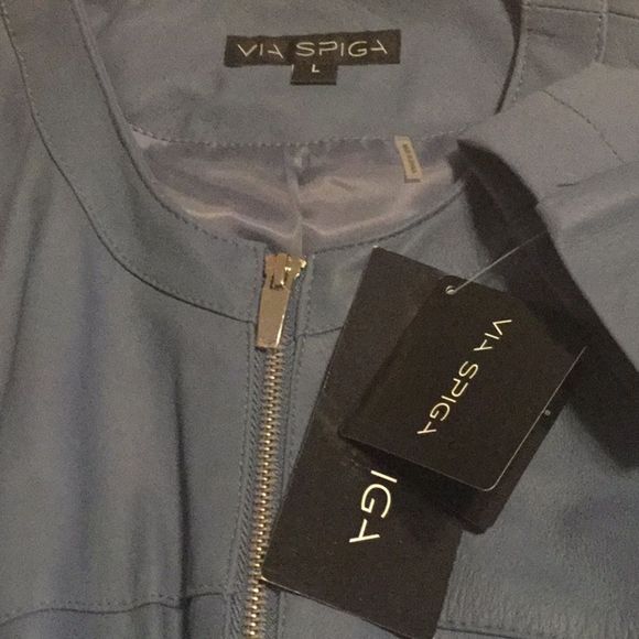 Collarless Zip-Front Leather JacketVia Spiga - Picture 8 of 8